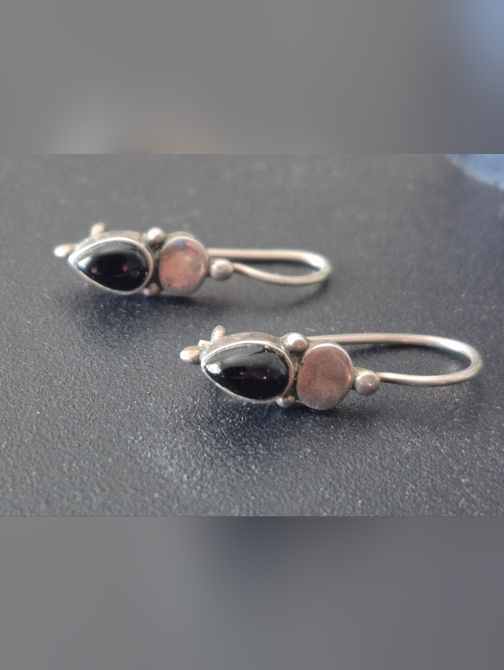 Black Onyx Teardrop Dangle Earrings